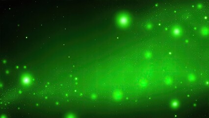 Obraz premium Green particles and light abstract background with shining dots stars