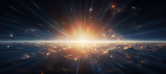 Abstract lens flare space or time travel concept background - obrazy, fototapety, plakaty