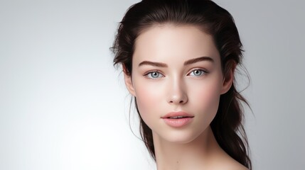 Fototapeta premium Beauty skincare woman face portrait. isolated on a white background. 