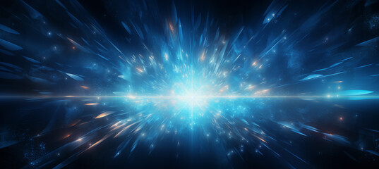 Obraz premium Glow effect. Blue glowing particles, stars. Shiny particles explode. On a black background.