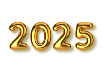 Happy New Year 2025. 3d Realistic golden balloons. Vector illustration.