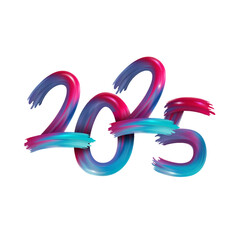 Fototapeta premium Happy New Year 2025. Abstract text From The Smears Of Acrylic Paint. Vector illustration