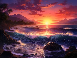 sunset over the sea