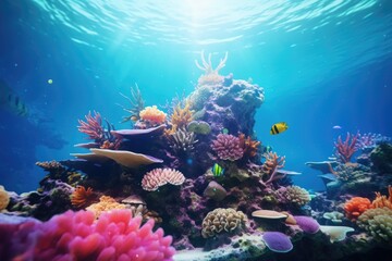 Naklejka na ściany i meble Underwater world with corals