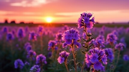 Fototapeta premium A field with purple flowers