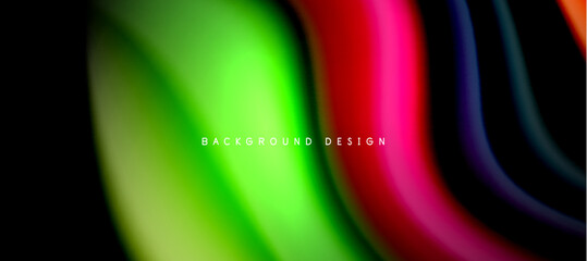 Obraz premium Rainbow color wave lines on black. Techno or business abstract background for posters, covers, banners, brochures, websites