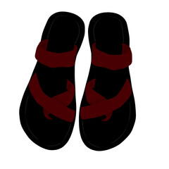 pair of red simple model of  flip flops