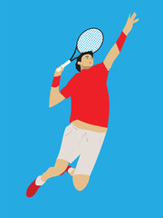 tennis player serve flat character vectors and illustrations.