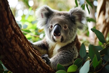 Koala's on a tree in a forest 