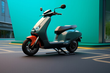 Fototapeta na wymiar Electric scooter on a city street. Car sharing