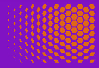 vector composition of hexagonal geometric planes in orange and purple colors