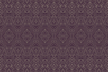 Trendy Seamless pattern in patchwork style. Embroidered print for carpet, rug, scarf, cloth, textile, wallpaper, wrapping paper. Ethnic and tribal motifs. Handwork. ethnic textile design illustration.