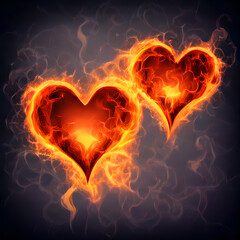Abstract background - pair of fire hearts