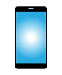 Mobile phone with blue screen icon mockup vector design template.