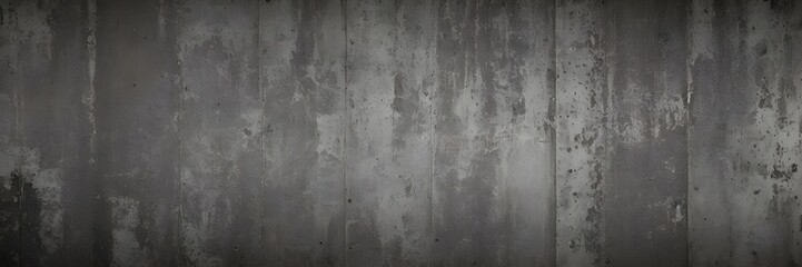 Grunge Dark Concrete Wall Surface. Rough Gray Wall Texture Background Banner.