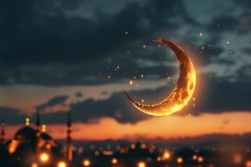 Obraz na płótnie Canvas ramadan Kareem, Ramadan crescent moon, Eid Mubarak Islamic festival social media banner and Eid Mubarak Post Template, islam 