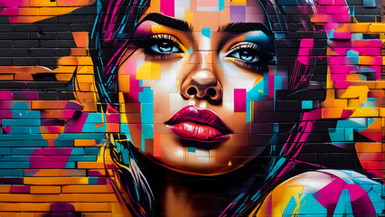 Fototapeta premium graffiti art , graffiti on the wall, colorful urban graffiti, abstract graffiti background