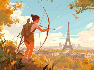 Olympic Arrows Fly Past Paris Landmarks in Muted Tones