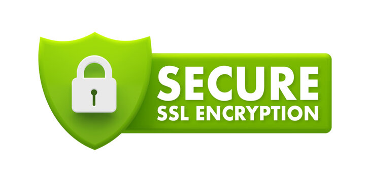 Secure SSL Encryption Badge - Digital Data Protection and Internet Security Shield Icon