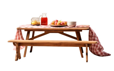 Genuine Snapshot of Picnic Bench in White Setting Isolated on Transparent Background PNG.