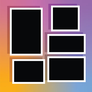 Collage Photo  Frames  for clipping masks are in the vector file. Template for a photo album with gradient background.
