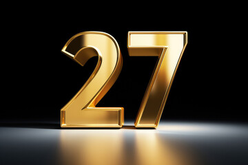 Gold Number 27 On Background