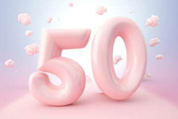 A Pink Number 50 On A Pink Background