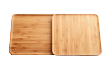 Real Photo Displaying Bamboo Serving Tray in White Setting Isolated on Transparent Background PNG.