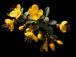Fototapeta premium Hypericum flower in studio background, single Hypericum flower, Beautiful flower images
