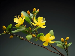 Obraz na płótnie Canvas Hypericum flower in studio background, single Hypericum flower, Beautiful flower images