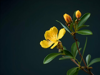 Fototapeta premium Hypericum flower in studio background, single Hypericum flower, Beautiful flower images