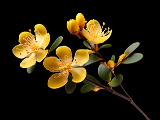 Fototapeta na wymiar Hypericum flower in studio background, single Hypericum flower, Beautiful flower images