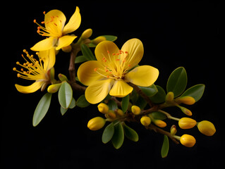 Fototapeta premium Hypericum flower in studio background, single Hypericum flower, Beautiful flower images