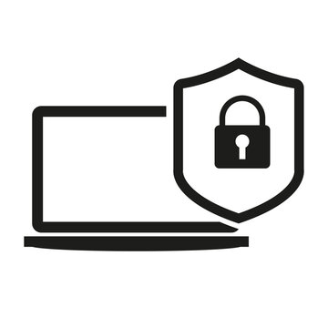 recommend clip art: Laptop antivirus shield security icon, laptop antivirus protection icon vector illustration isolated on white background.