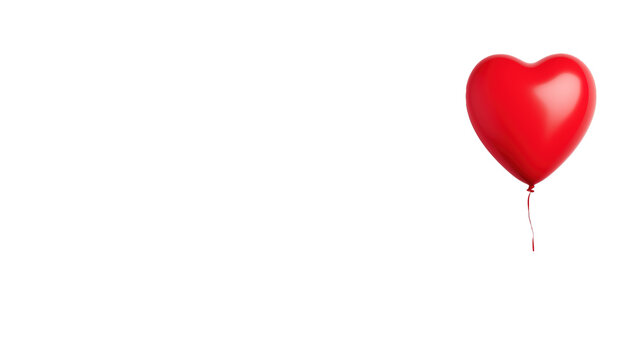 Red heart balloon. Flying air balloon on transparent background. Valentines day.
