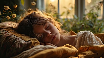 Little Girl Sleeps Her Bed Early, Background HD For Designer