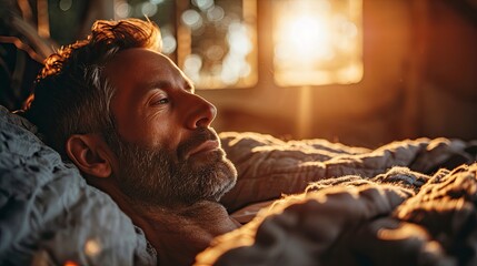 Mature Man Soft Blanket Waking, Background HD For Designer