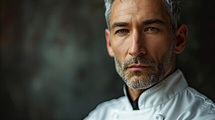 Middle Age Handsome Greyhaired Chef Man, Background HD For Designer