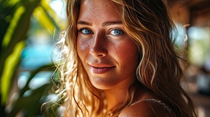 Morning Portrait Smiling Pretty Young Woman, Background HD For Designer