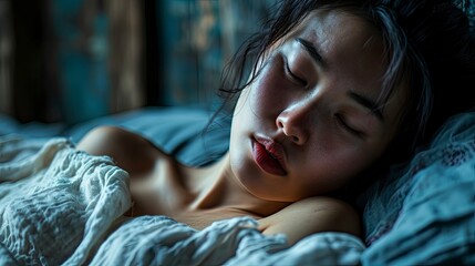 Portrait Asian Beautiful Woman Wakes Sleep, Background HD For Designer