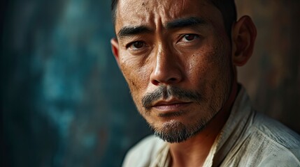 Portrait Asian Man Wearing White Tshirt, Background HD For Designer