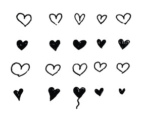 Hand-Drawn Hearts Collection - Pen Illustration Doodle Vector Set