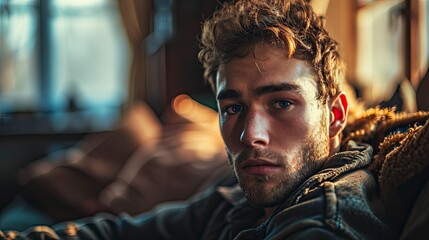 Fototapeta premium Portrait His He Nicelooking Attractive Tired, Background HD For Designer