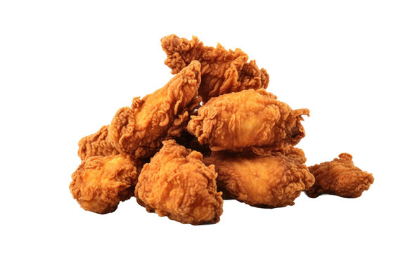 A Real Photo Depicting the Allure of Fried Chicken on a Clean Isolated on Transparent Background PNG.