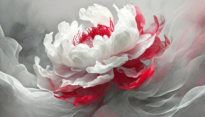 Piękny abstrakcyjny kwiat Peonii. Generative AI - obrazy, fototapety, plakaty