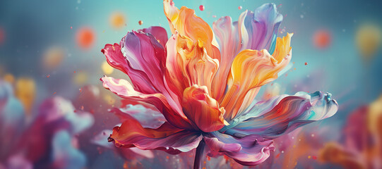 colorful flower plants, blossom, watercolor 35 - obrazy, fototapety, plakaty