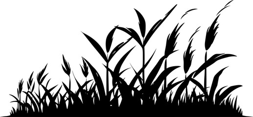 Vector silhouette of wheat. Silhouette. Wheat in the field on a white background. AI generated illustration.