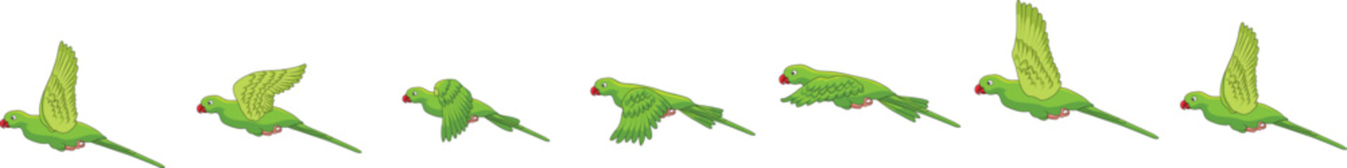 A group of parrots flying