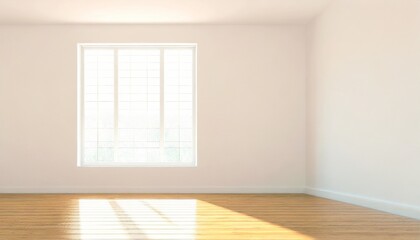 Fototapeta premium empty bright room with sunlight coming through window 3d rendering