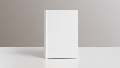white book mockup front view with blank hard cover standing on white table 3d rendering
